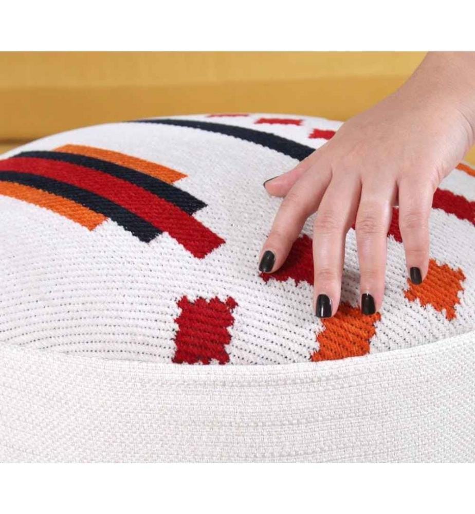 Pouf, blanc, 50% coton / 50% polyester