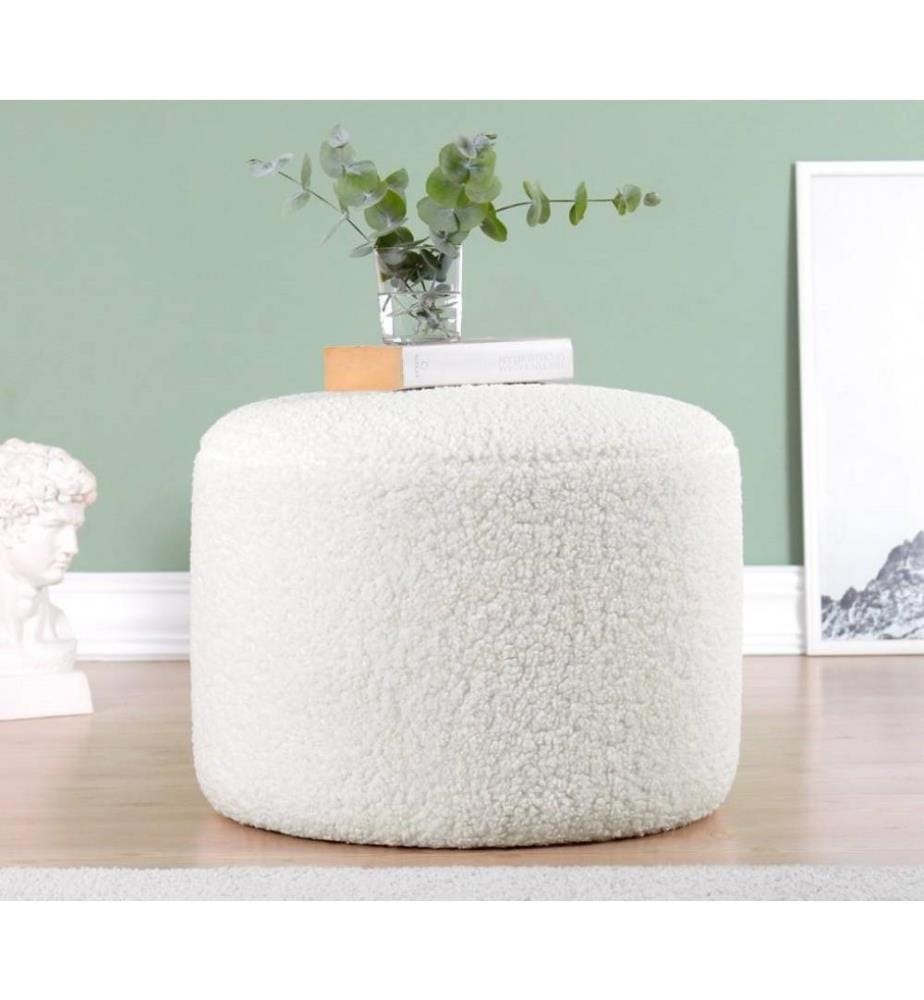 Pouf, weiss, Kunstpelz