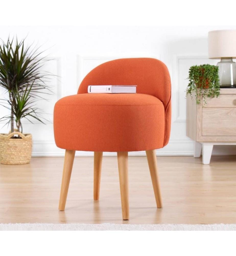 Pouf, orange, 50% coton / 50% lin, éponge orthopédique 35 Dns