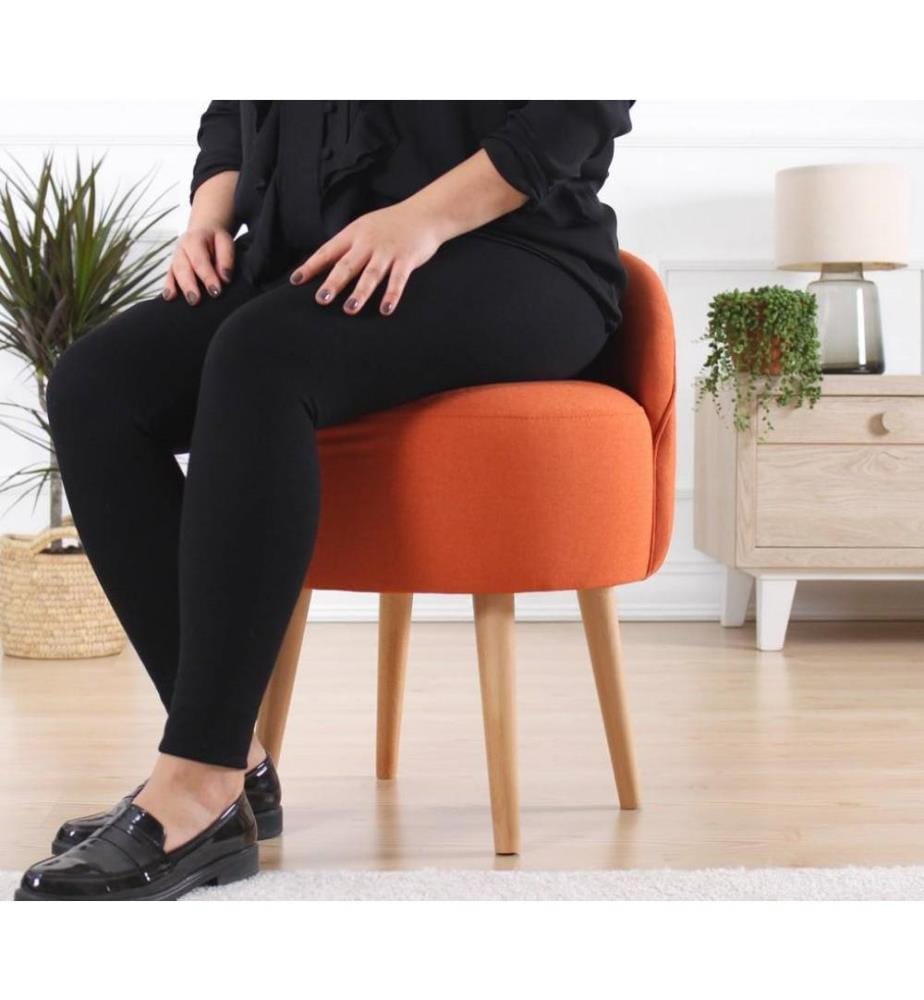 Pouf, orange, 50% coton / 50% lin, éponge orthopédique 35 Dns