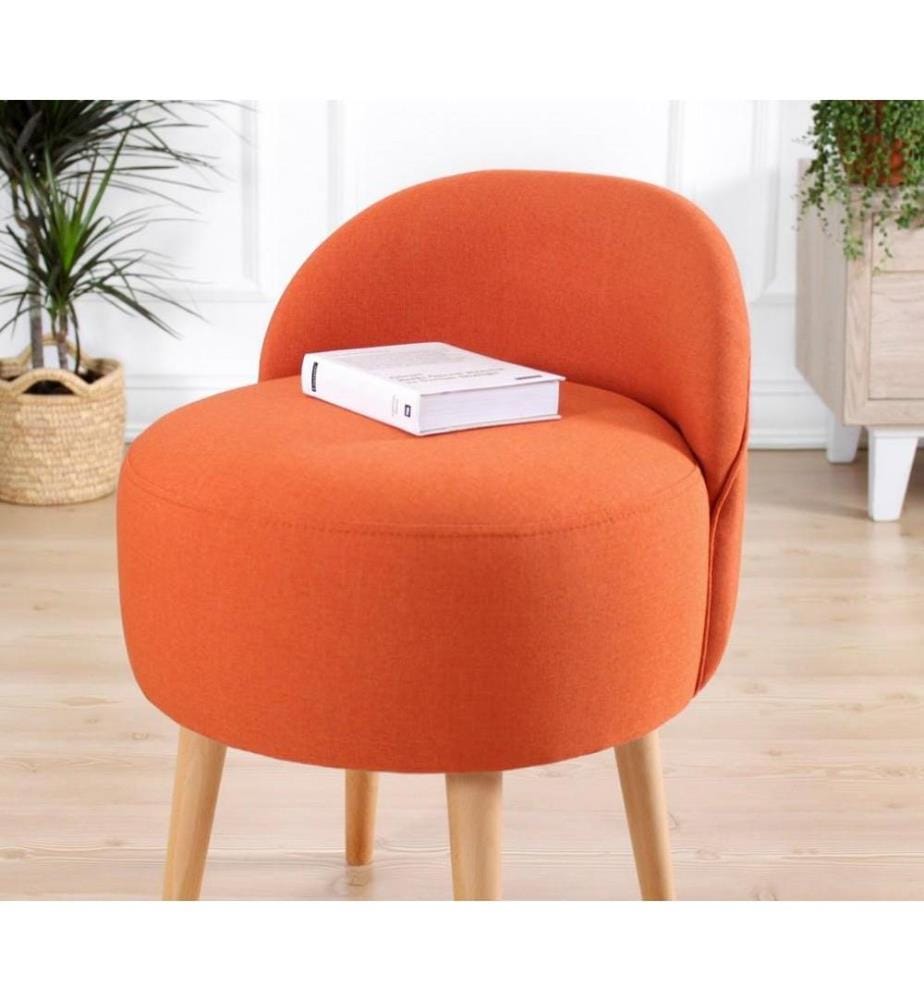 Pouf, orange, 50% coton / 50% lin, éponge orthopédique 35 Dns