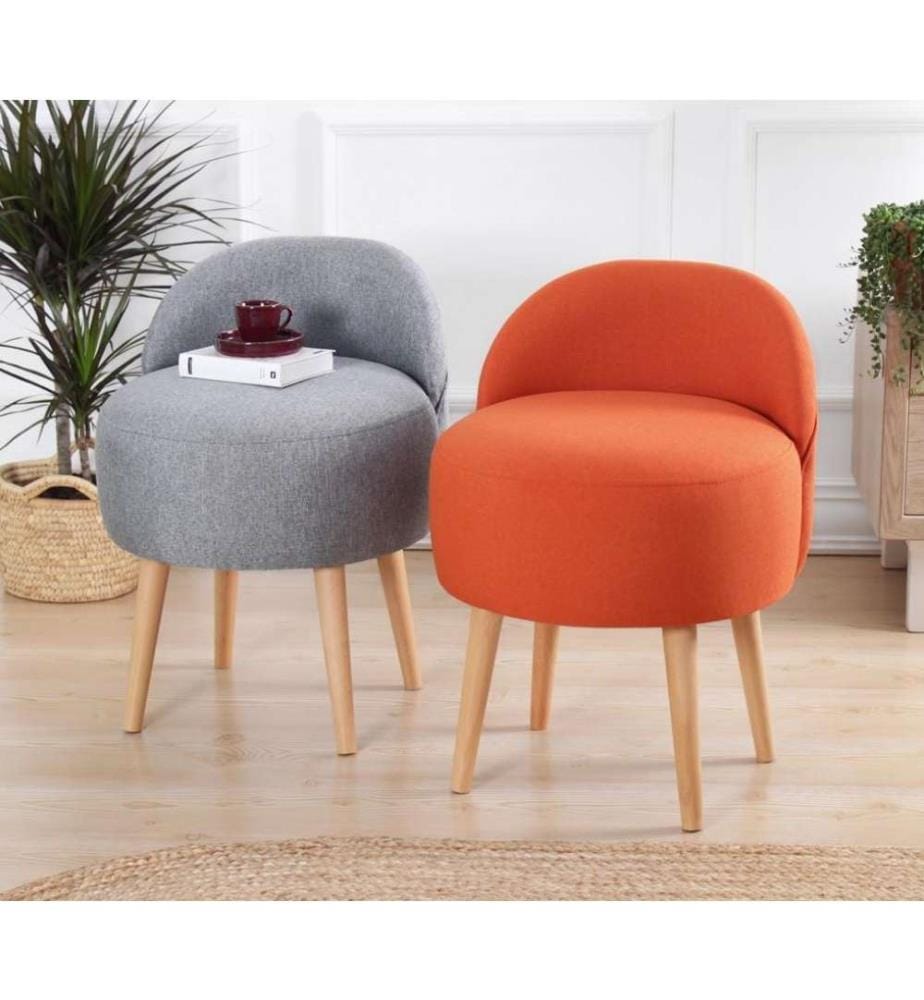 Pouf, orange, 50% coton / 50% lin, éponge orthopédique 35 Dns