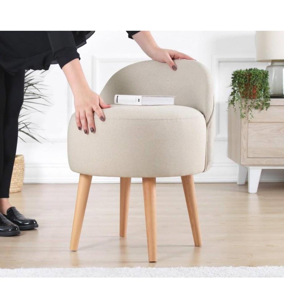 Pouf, crème, 50% coton / 50% lin, éponge orthopédique 35 Dns