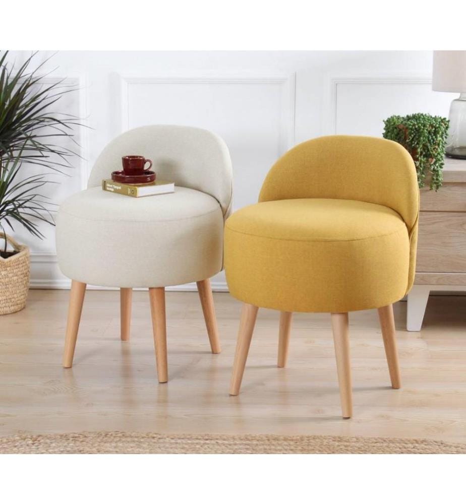 Pouf, crème, 50% coton / 50% lin, éponge orthopédique 35 Dns