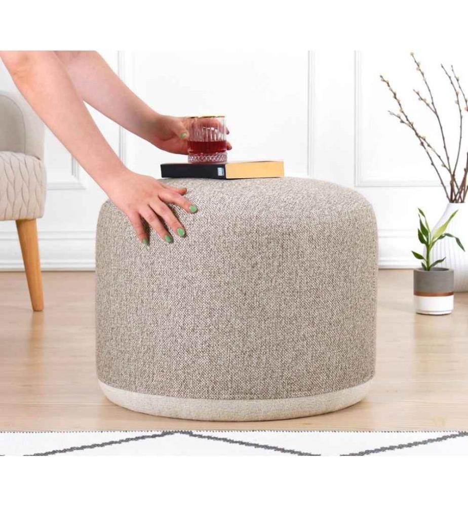 Pouf, Beige, Lino