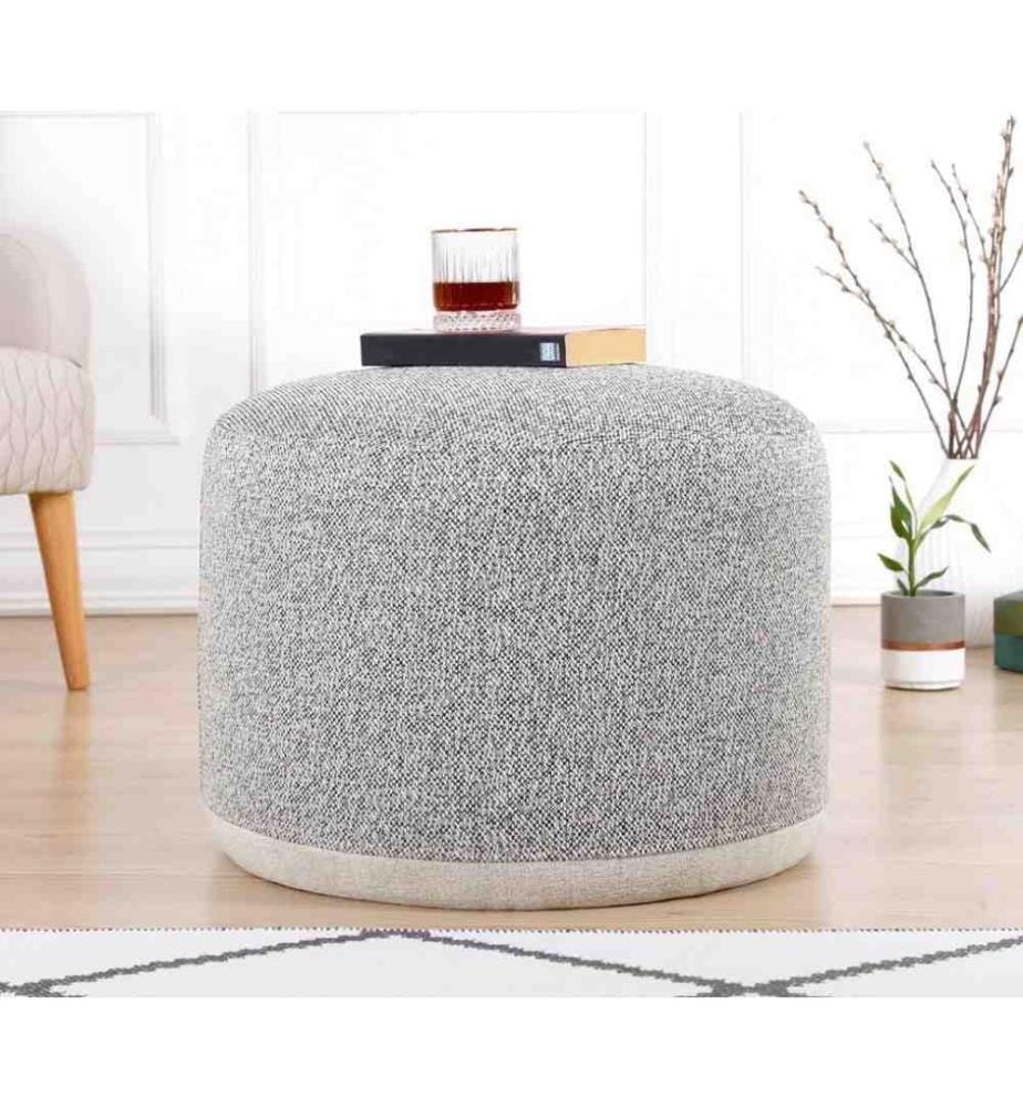 Pouf, Grau, Leinen