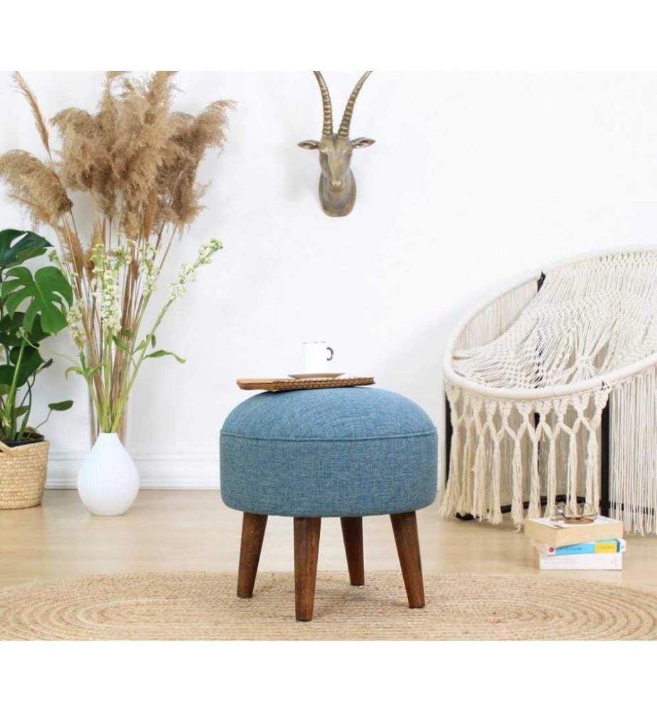 Pouf, Blu, 50% Cotone / 50% Velluto