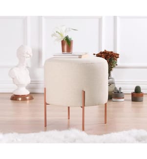Pouf, Crema, 50% Cotone / 50% Lino