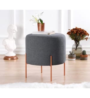 Pouf, Grigio Scuro, 50% Cotone / 50% Lino