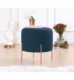 Pouf, Blu Navy, 50% Cotone / 50% Lino