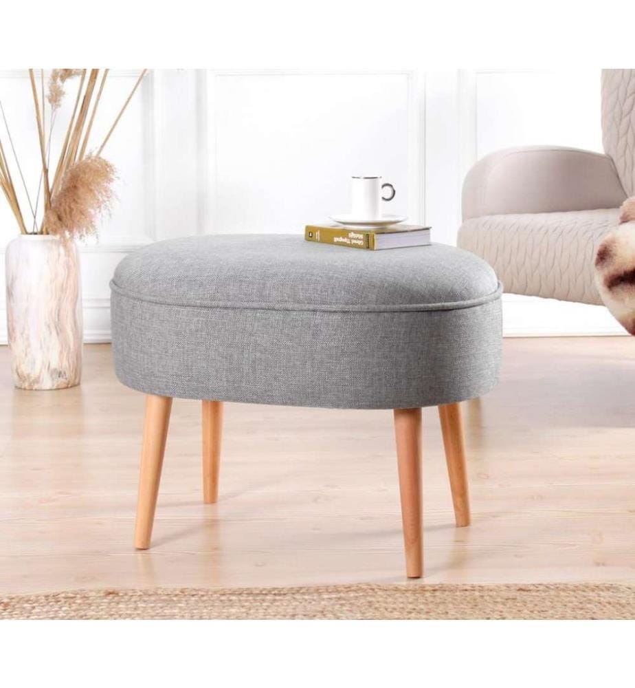 Pouf, gris, lin