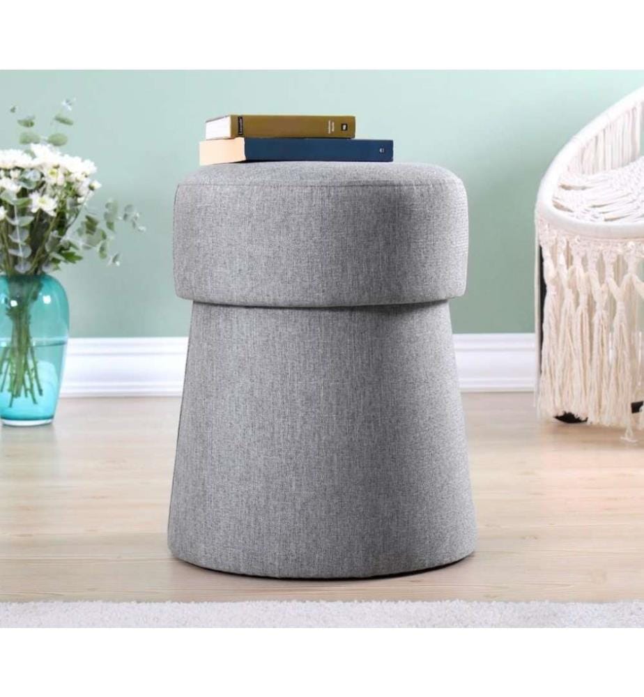 Pouf, Hellgrau, 50 % Baumwolle / 50 % Leinen