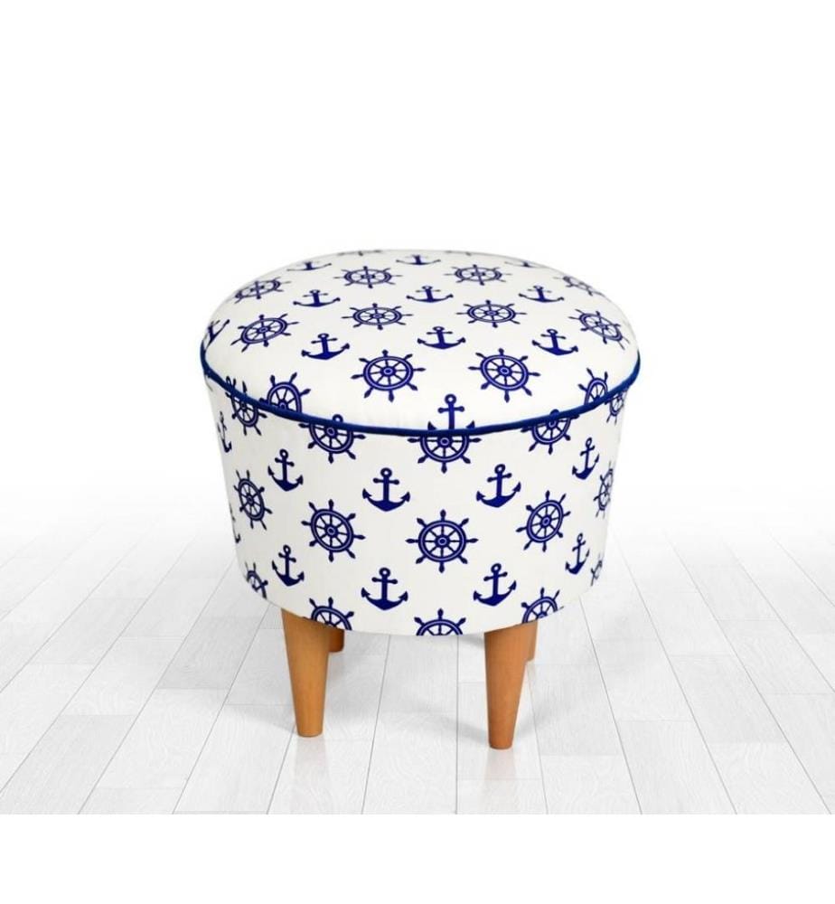 Pouf, Blu, Bianco, Microfibra