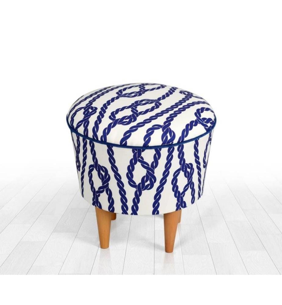 Pouf, Blu, Bianco, Microfibra