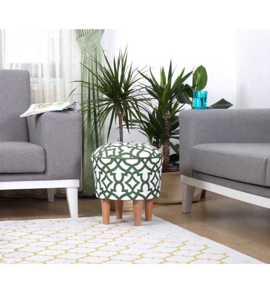 Pouf, Verde, Bianco, Microfibra