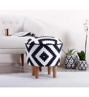 Pouf, Nero, Bianco, Microfibra
