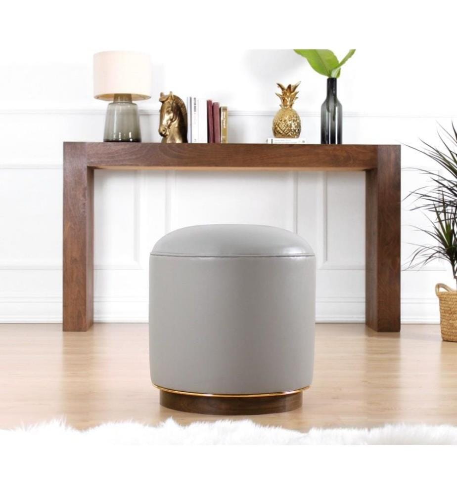 Pouf, grigio, similpelle, retro laminato e infeltrito