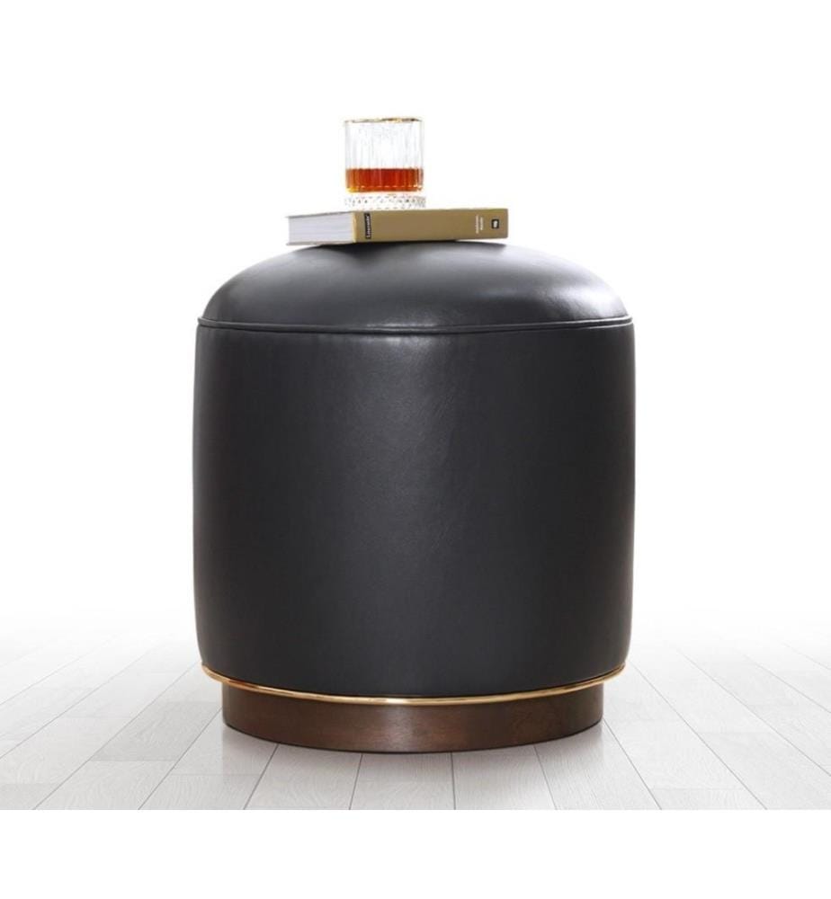 Pouf, Antracite, Similpelle, Retro Laminato E Feltrato