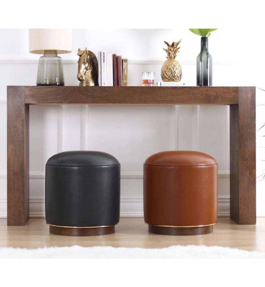 Pouf, Antracite, Similpelle, Retro Laminato E Feltrato