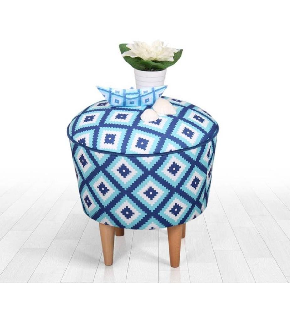 Pouf, Blu, Bianco, Microfibra