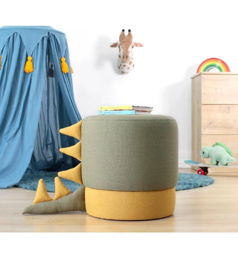 Pouf, vert, 50% coton / 50% velours, pieds cachés enduits de PVC