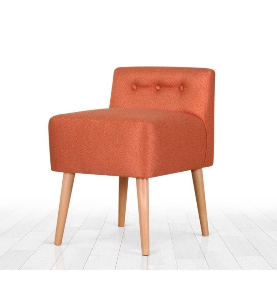 Sitzhocker, Orange, Baumwolle, Holzbeine