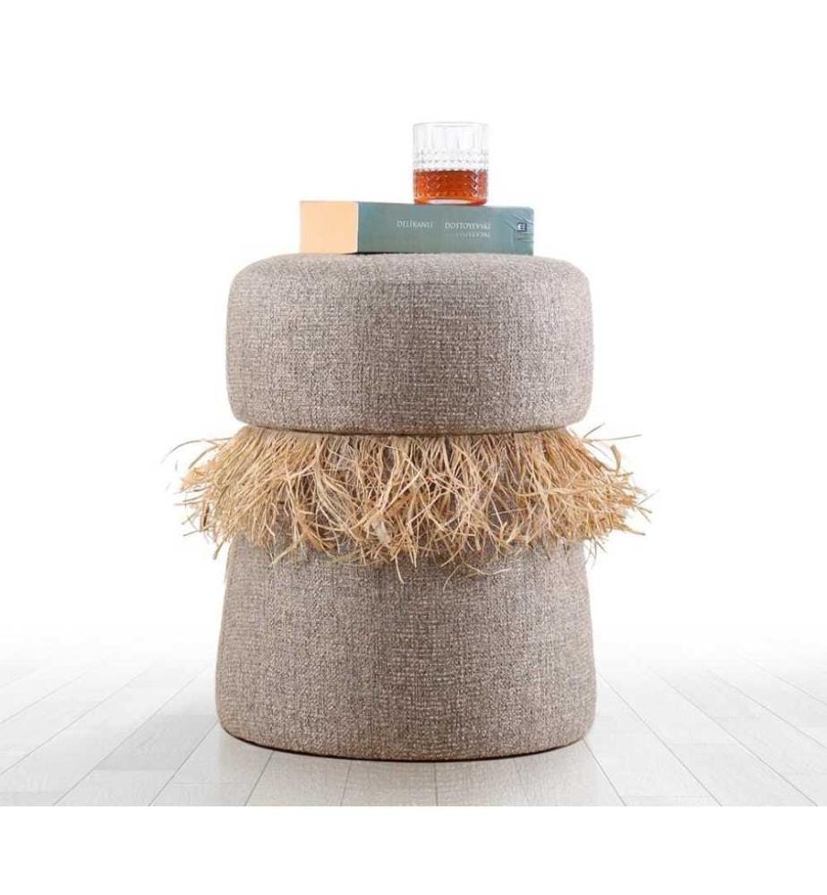 Pouf, marron, 50% coton / 50% velours, pieds cachés enduits de PVC