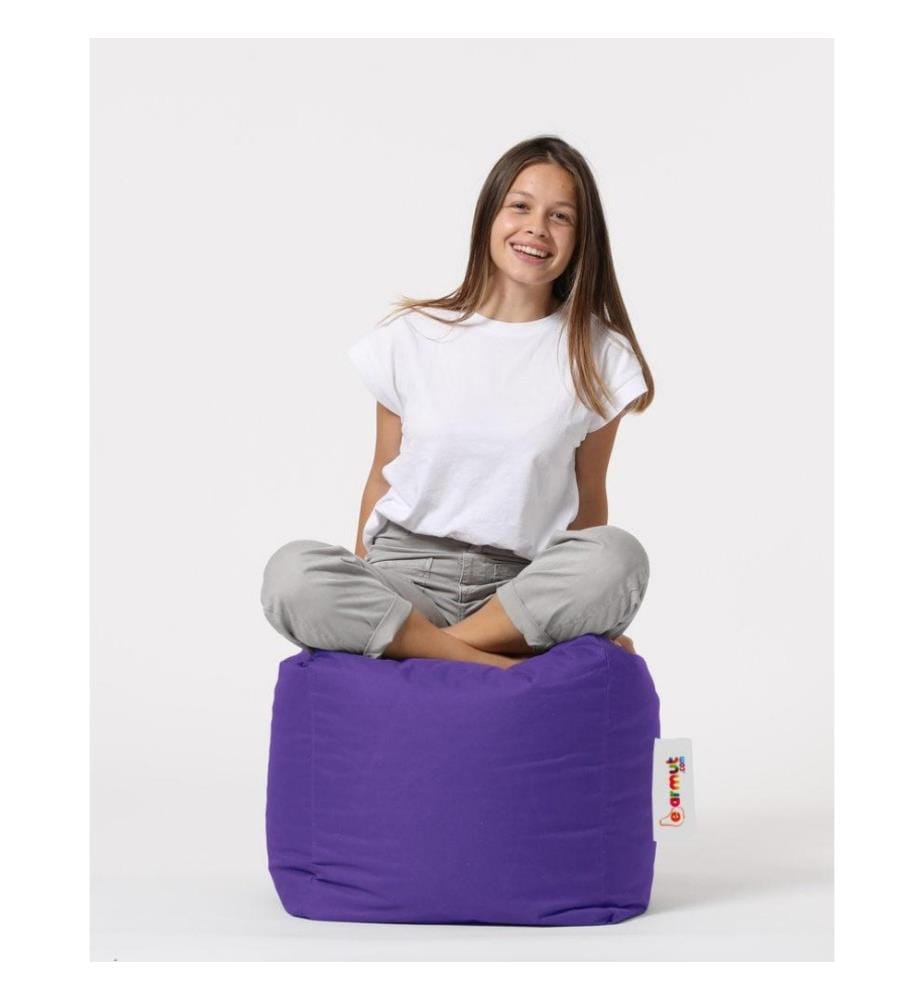 Pouf da giardino, viola, polistirolo riciclato ad alta densità, tessuto in poliestere