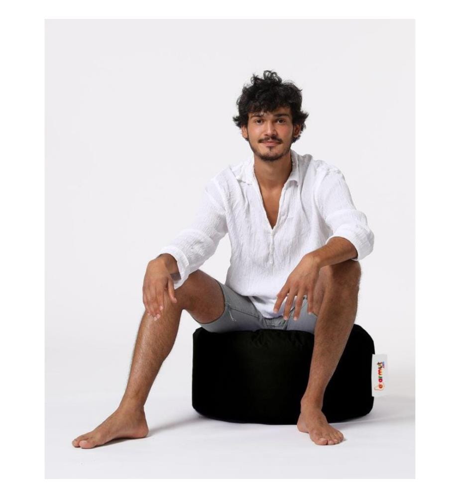 Garden Pouffe, Black, High Density Recycled Styrofoam, Polyester Fabric