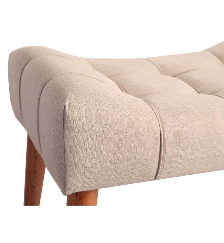 Pouffe, Cream, Solid Wood Frame, Polyester Fabric