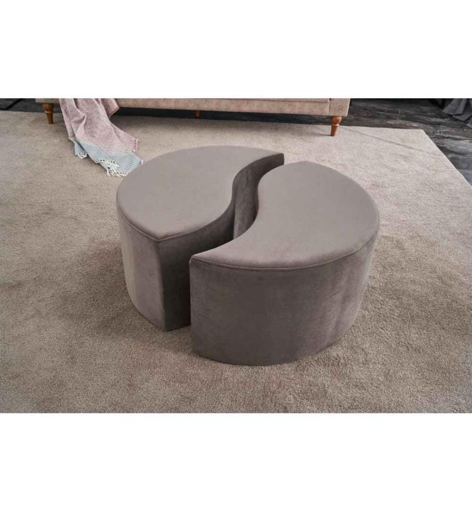 Pouf, Visone, Poliestere e Velluto, Corpo in Legno
