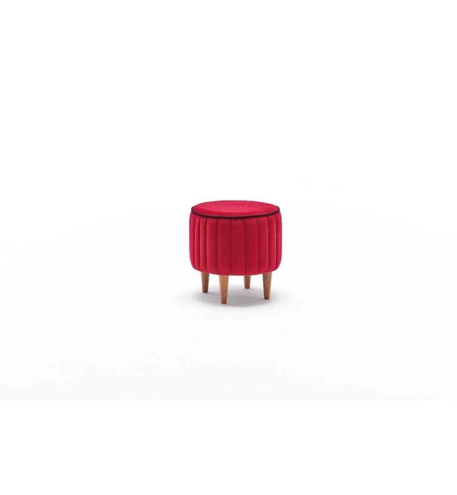 Pouf, rot, Polyester & Samt, Holzkorpus