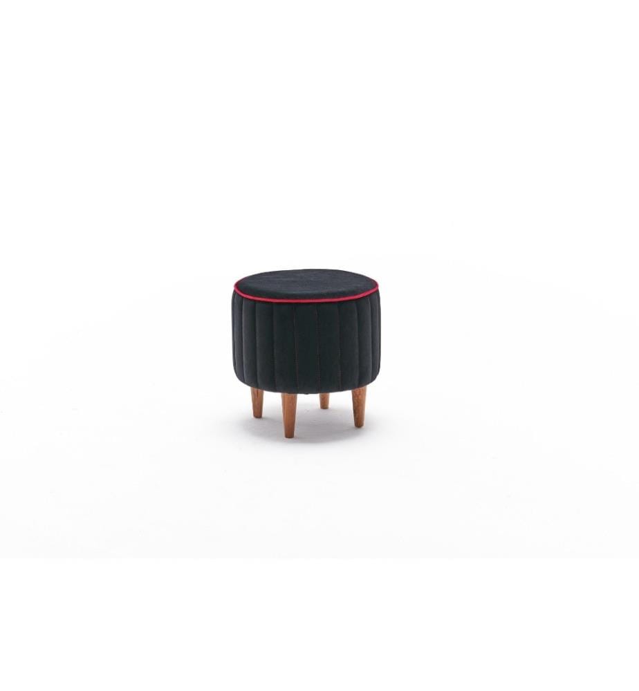 Pouf, Anthrazit, Rosa, Polyester & Samt, Holzkorpus