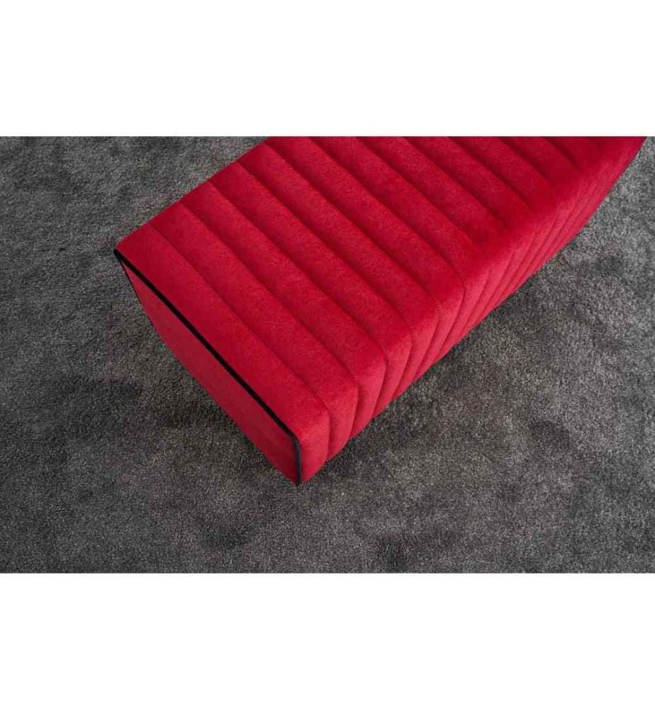 Pouf, rot, Polyester & Samt, Holzkorpus