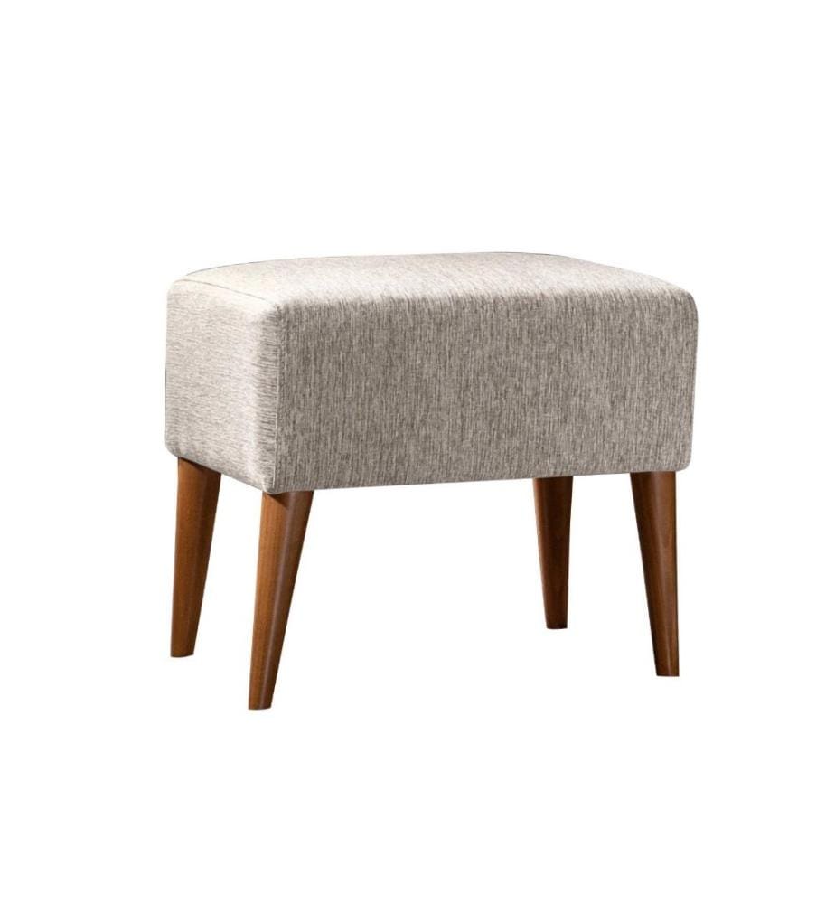 Hocker, cremefarben, Rahmen aus Hainbuchenholz, Leinenbezug