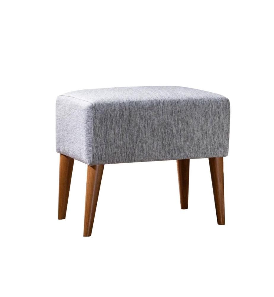 Hocker, Grau, Rahmen aus Hainbuchenholz, Leinenbezug