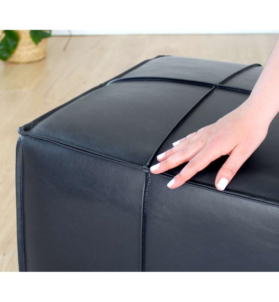 Pouf, Noir, 100% CUIR PU