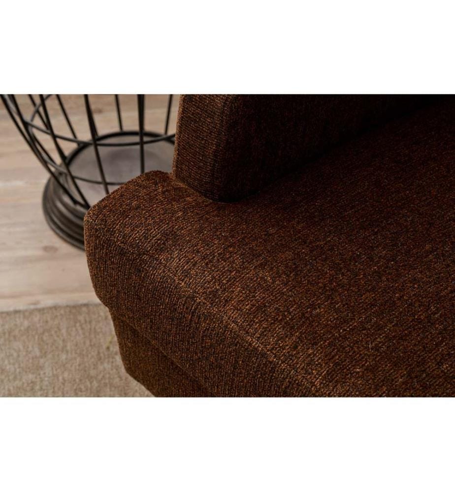 Wing Chair, Brown, FRAME: SOLID WOOD, Fabric: 100% POLYESTER (Chenille Textured Fabric), Plastic Legs