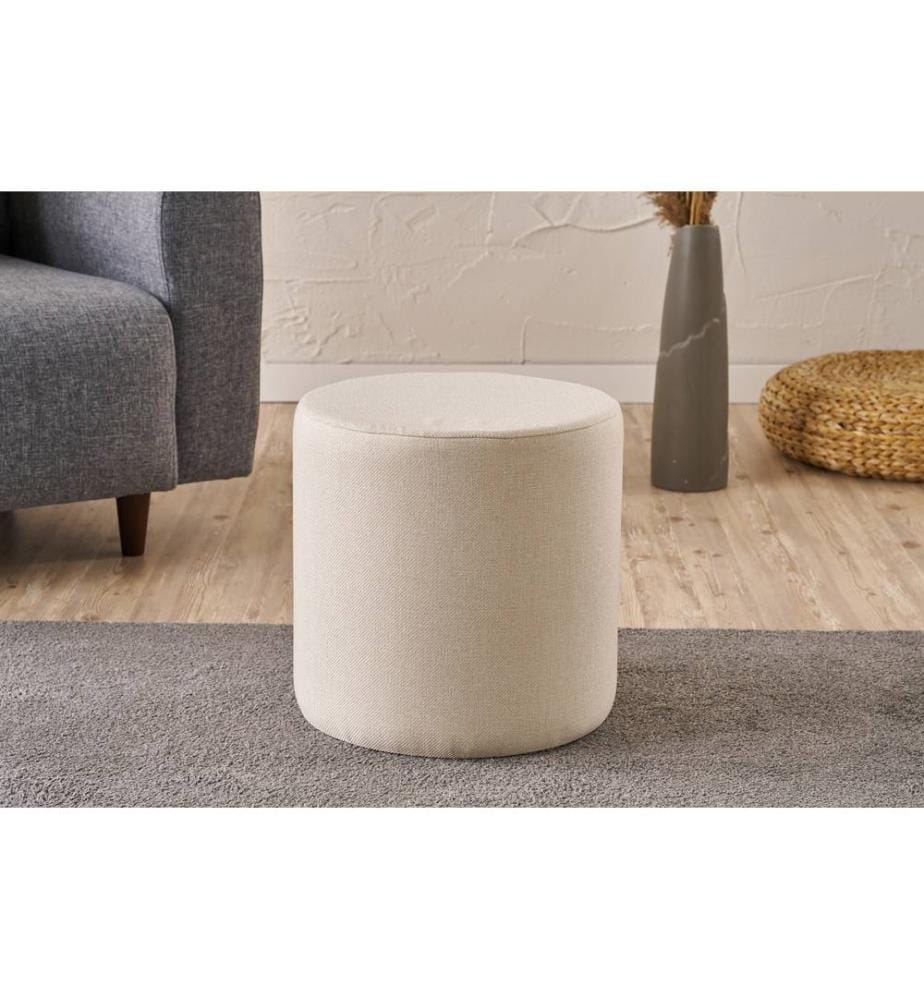 Pouf, crème, cadre : BOIS, Tissu : 50% COTON / 50% POLYESTER
