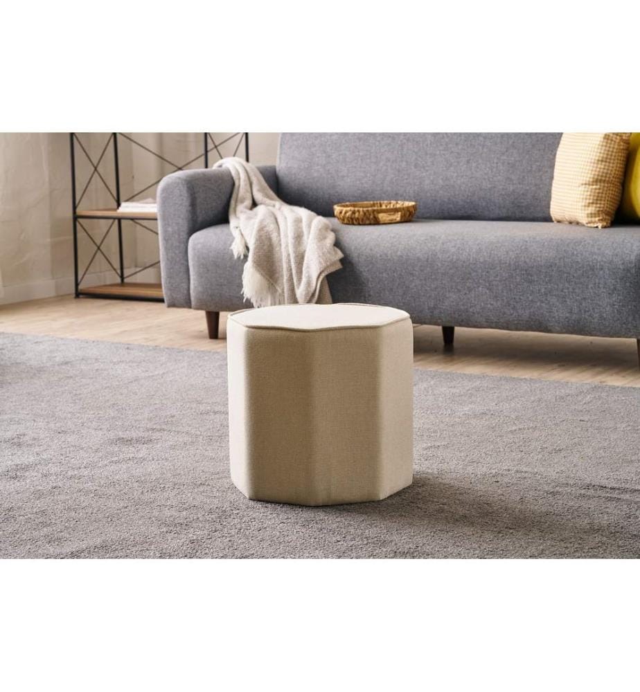 Pouf, crème, cadre : BOIS, Tissu : 50% COTON / 50% POLYESTER