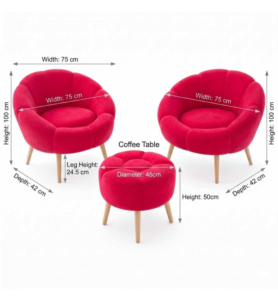 Ensemble fauteuil à oreilles et pouf, 3 pièces, panneau de particules 100 % mélaminé, fuchsia