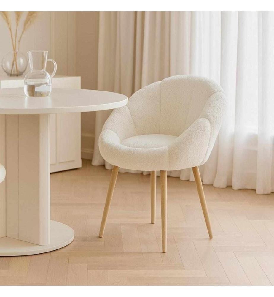 Fauteuil à oreilles, panneau de particules 100 % mélaminé, blanc, noyer