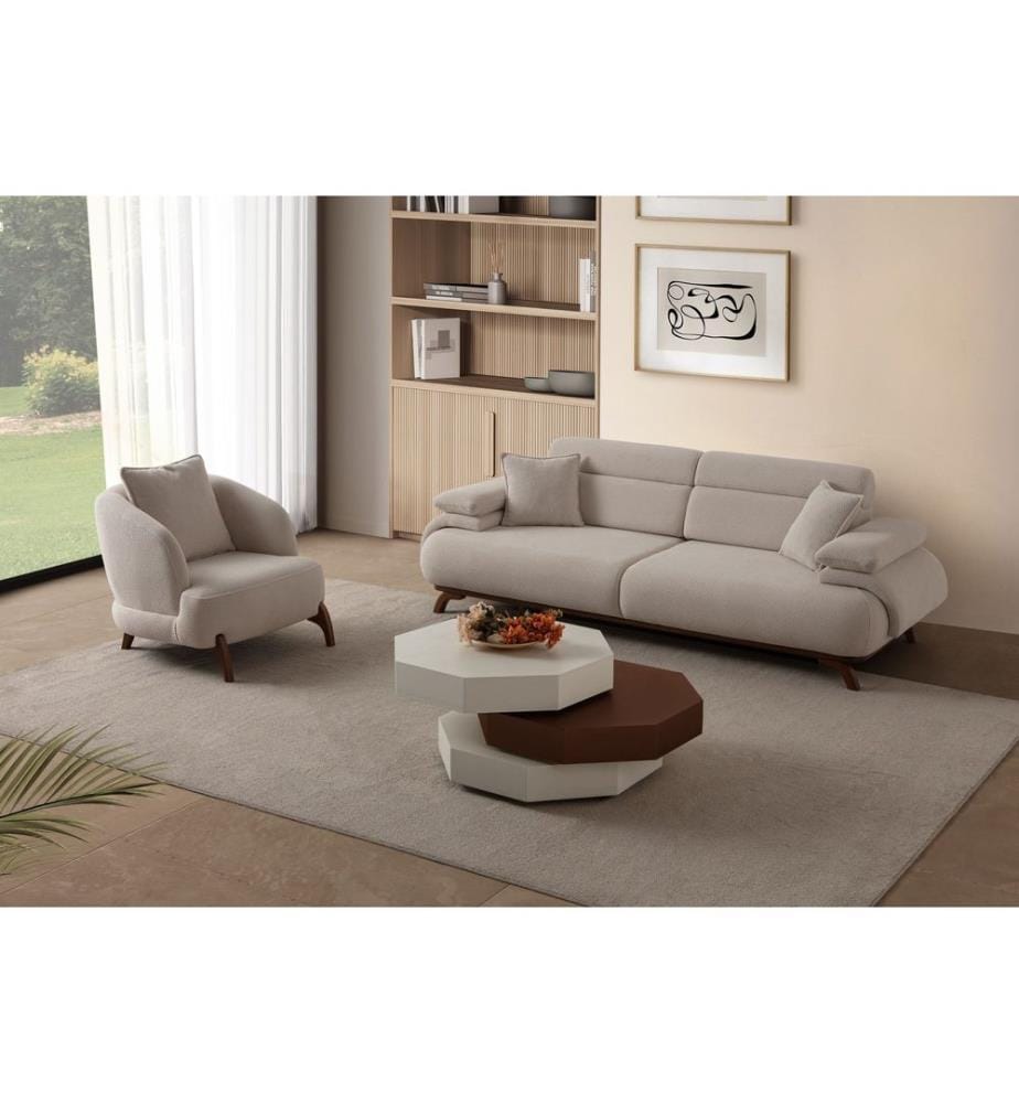 Fauteuil à oreilles, 70 % corne / 30 % aggloméré mélaminé, beige