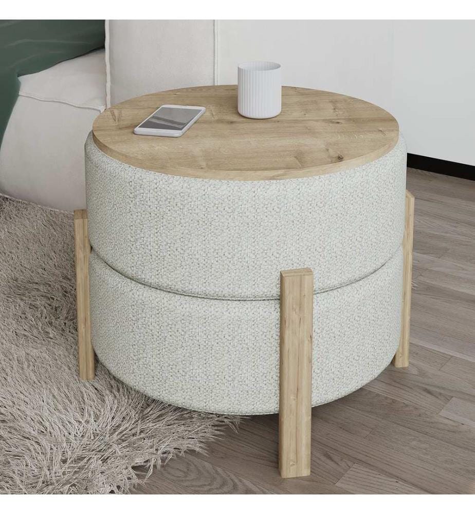 Tuffet, 100 % melaminbeschichtete Spanplatte, Saphir-Eiche