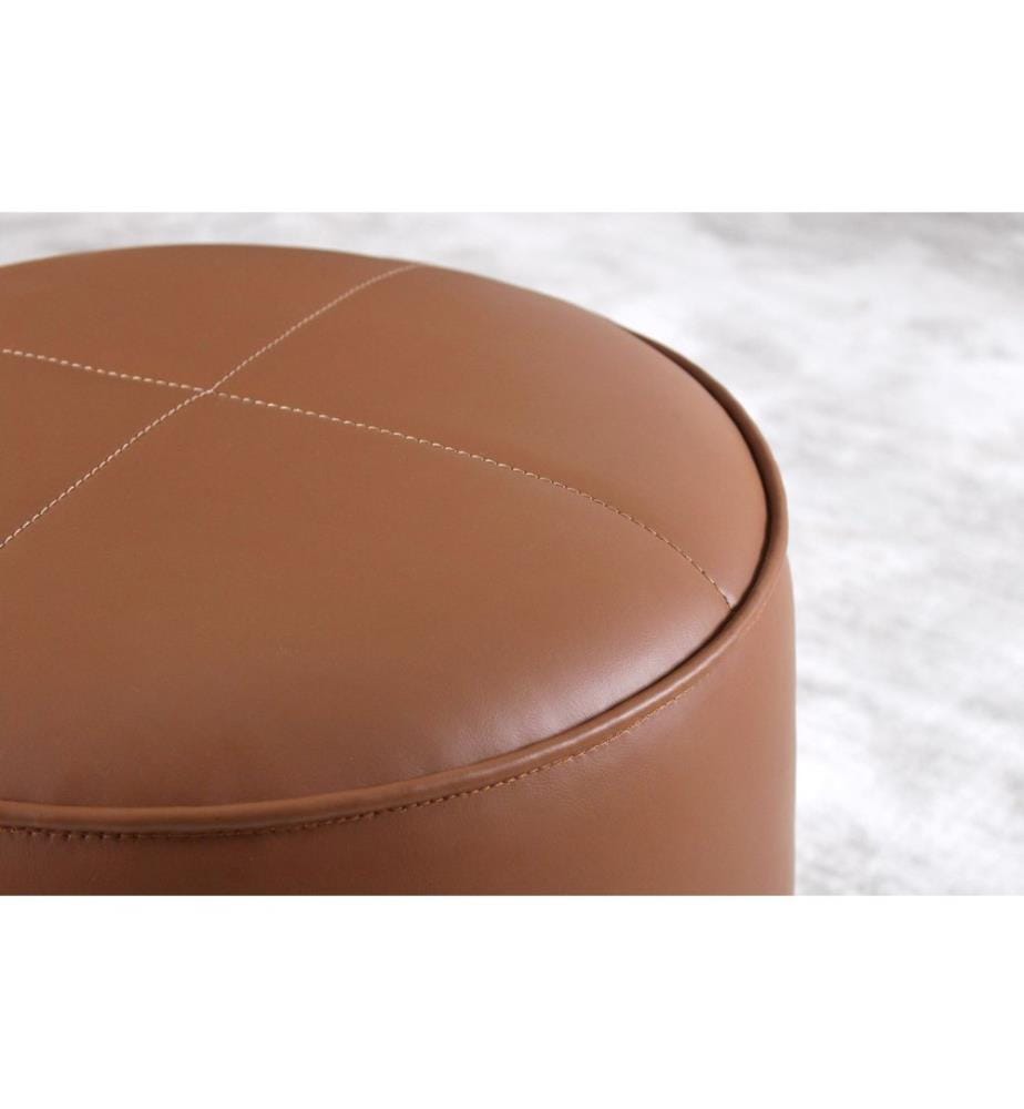 Pouf, 100 % PU-Leder, Hellbraun