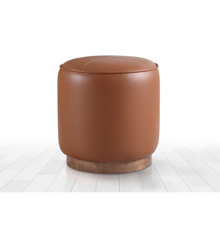 Pouf, 100 % PU-Leder, Hellbraun