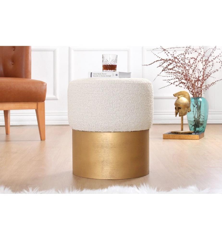 Pouf, 100 % Baumwolle, Creme