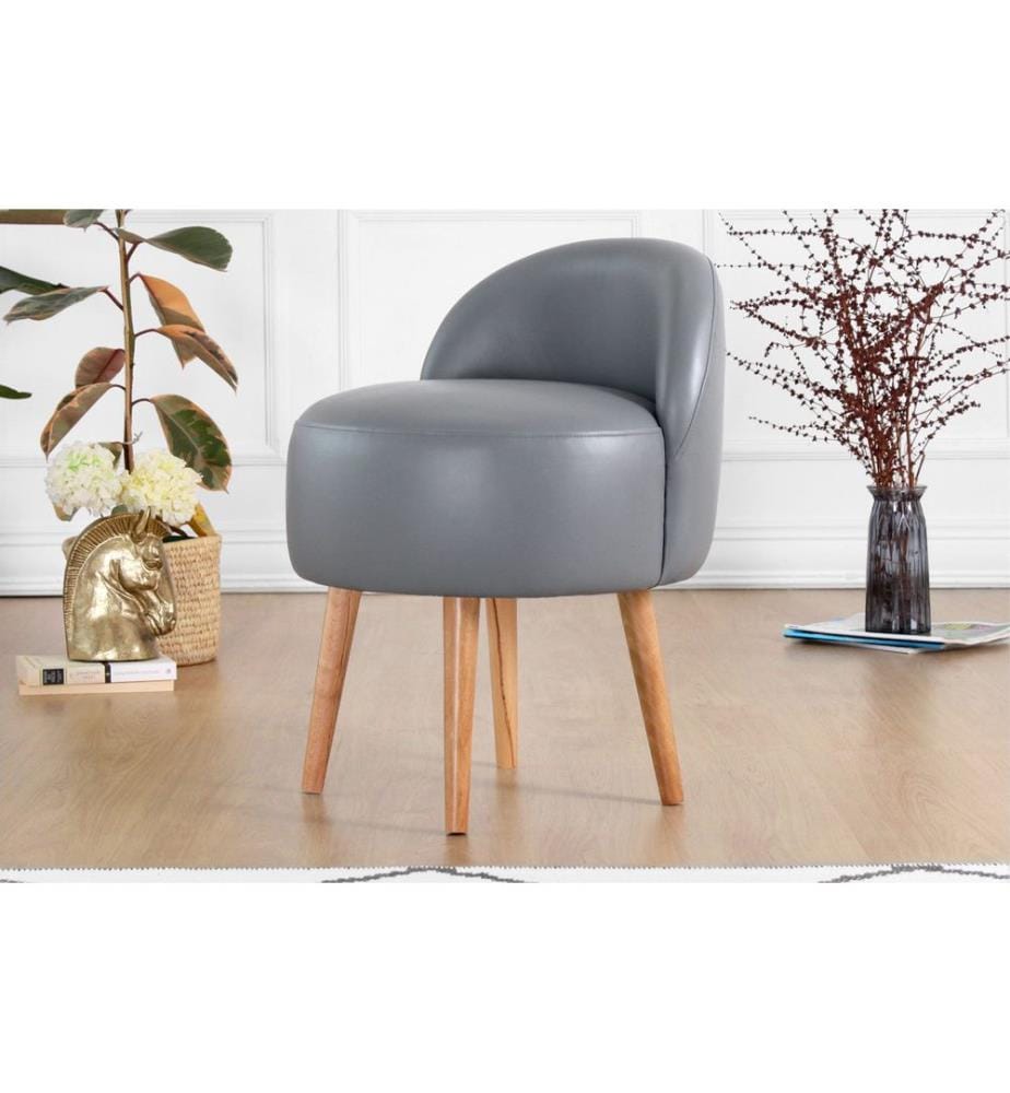 Pouf, 100 % PU-Leder, Grau
