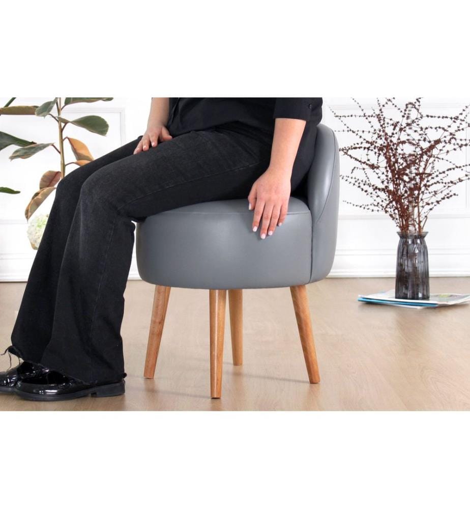 Pouf, 100 % PU-Leder, Grau