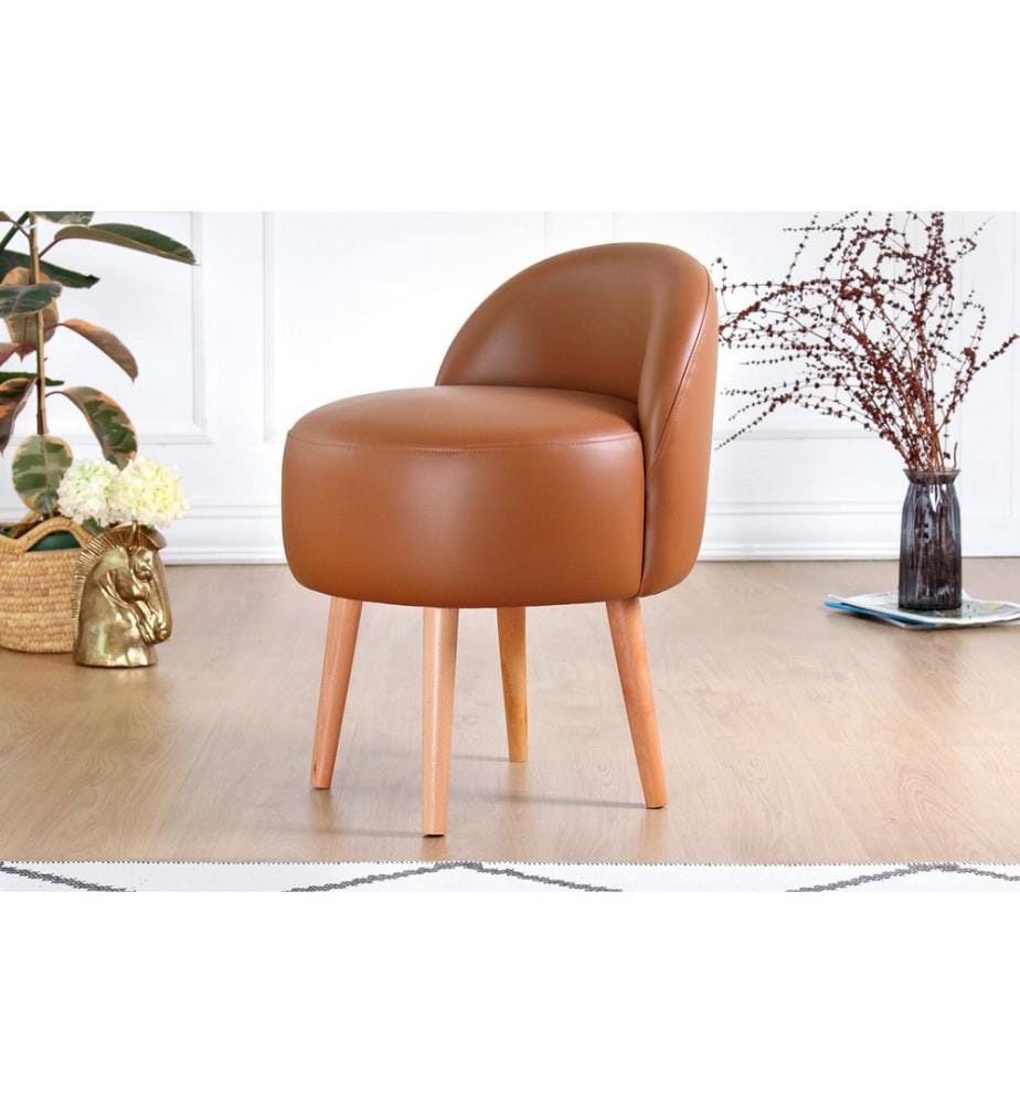 Pouf, 100 % PU-Leder, Hellbraun